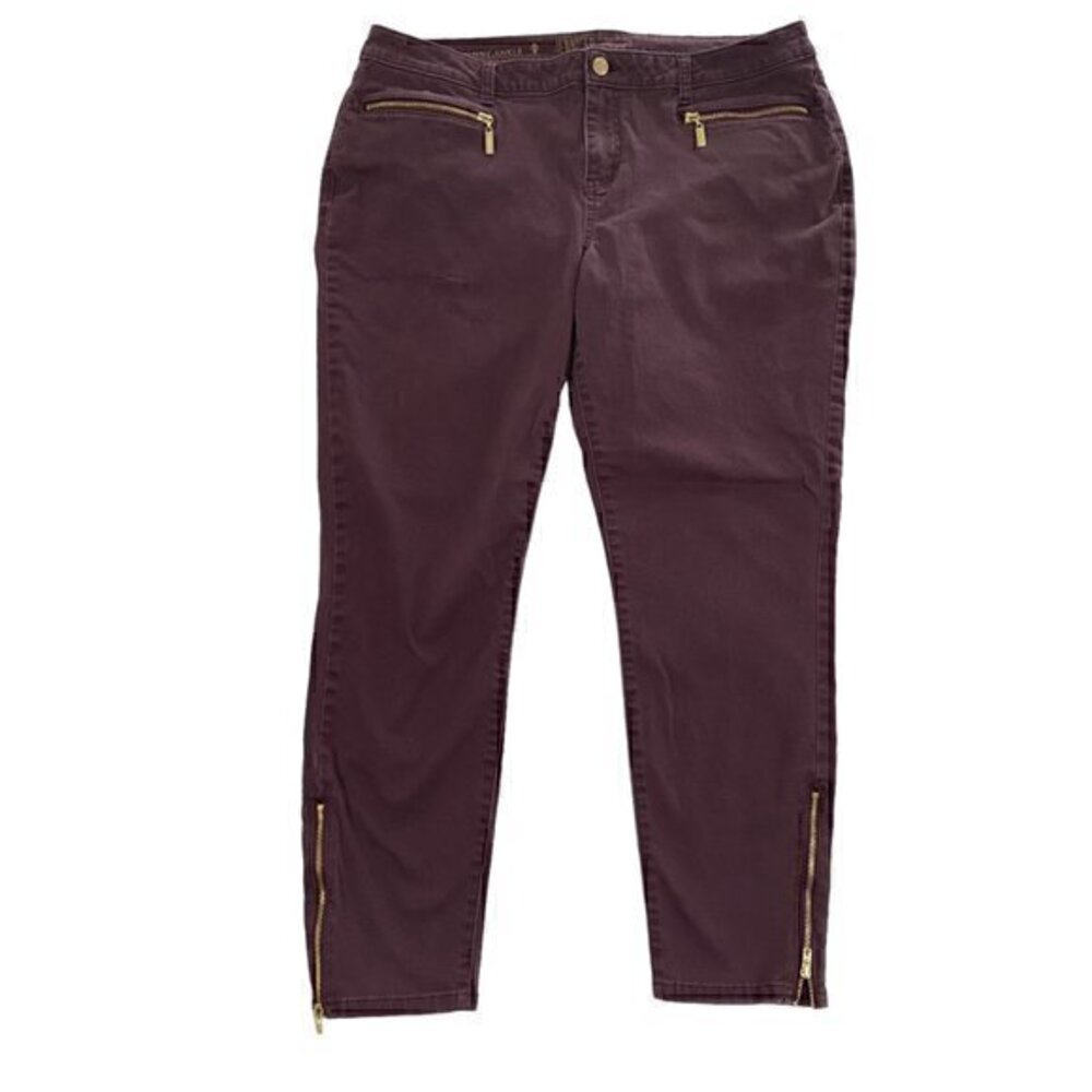 Jennifer Lopez Women Pants Skinny Ankle Maroon Zipper Ankles and Pockets Size 16